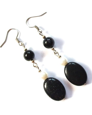 Cercei blue goldstone si perla 12