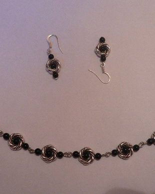Set- bratara si cercei din onix negru