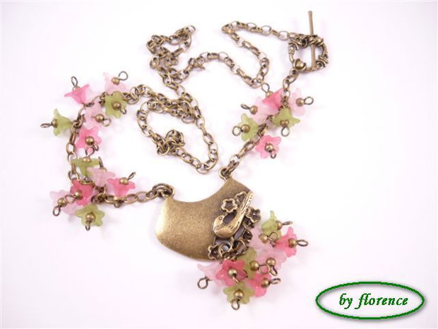 Birds & flowers - colier (F0154)