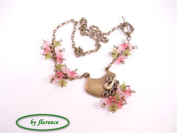 Birds & flowers - colier (F0154)