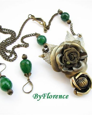 Ancient rose - set colier si cercei # F0076