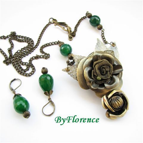 Ancient rose - set colier si cercei # F0076