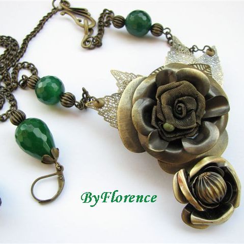 Ancient rose - set colier si cercei # F0076