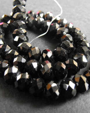 CRISTALE NEGRE RONDELE - 6  X 8 MM