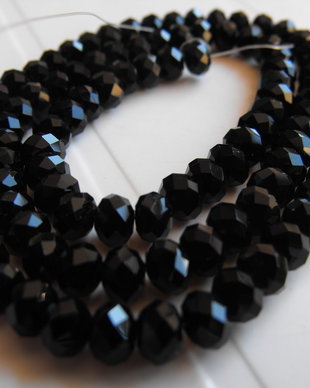 CRISTALE NEGRE RONDELE FATETATE - 6  X 4 MM