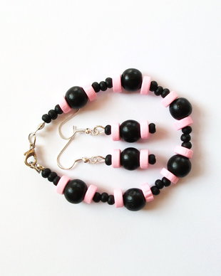 Set bratara si cercei lemn 458