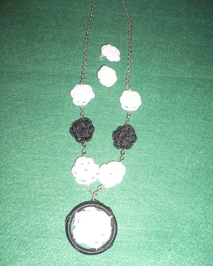 SET CROSETAT- ALB-NEGRU
