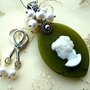925 STERLING SILVER '' OLIVINE CAMEO''- set- REZERVAT!!!