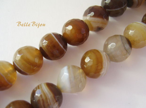 Agate fatetate maron cappucino 10 mm