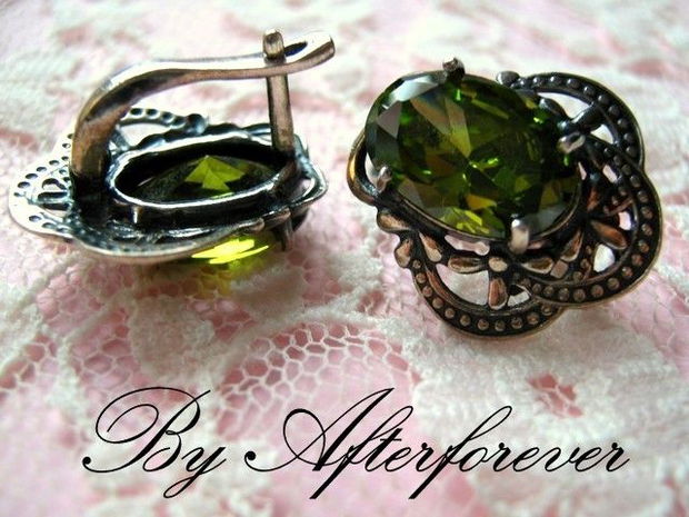 925 STERLING SILVER &#039;&#039; OLIVINE"  earrings~rezervat o.c.