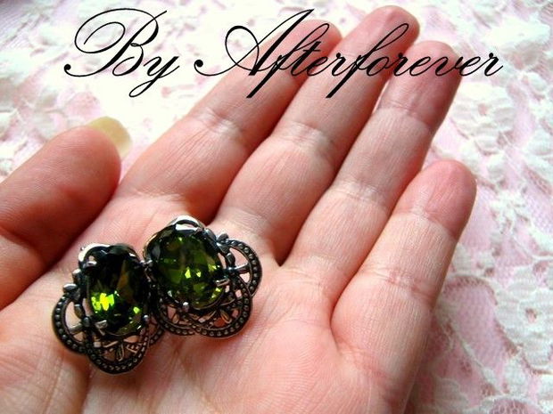 925 STERLING SILVER &#039;&#039; OLIVINE"  earrings~rezervat o.c.