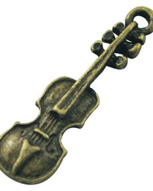 Charm bronz antichizat, chitara, 19x7mm