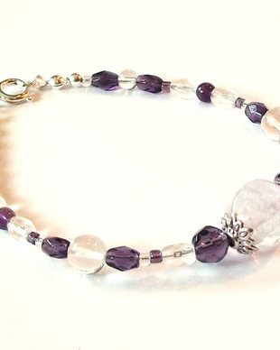 Bratara cristal de stanca si ametist 555