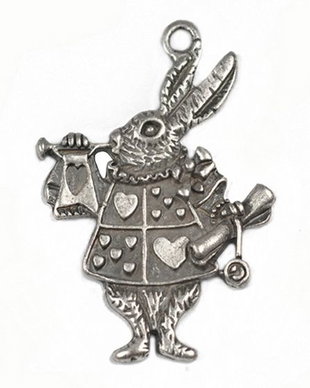 Charm argintiu, iepuras, 26x17mm