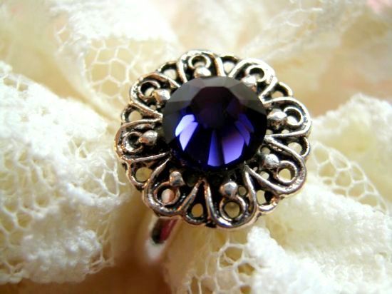 PURPLE VELVET SWAROVSKI RING