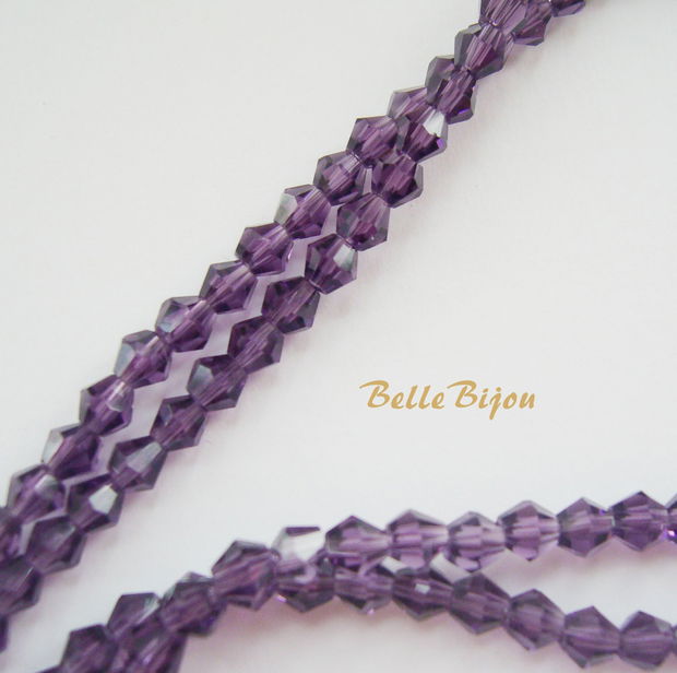 Cristale biconice de aprox 4 mm mov  (10 bucati), imitatie Swarovski crystal lilac