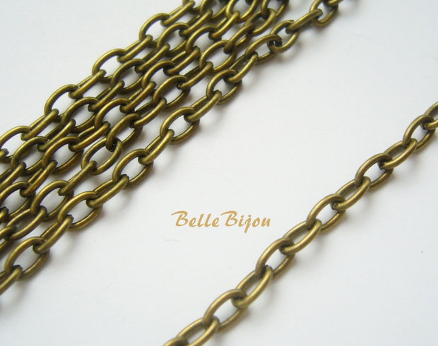 Lant finisaj bronz cu zale rotunjite 7x4 mm