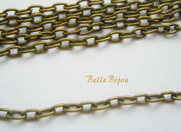Lant finisaj bronz cu zale rotunjite 7x4 mm