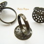 Baza inel reglabila finisaj bronz cu sita pentru tesut de diametru aprox 18 mm
