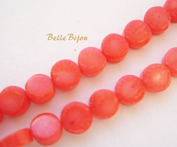 Coral roz-somon disc aprox 6x3 mm