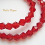 Cristale biconice de aprox 4 mm rosii (10 bucati), imitatie Swarovski Light Siam
