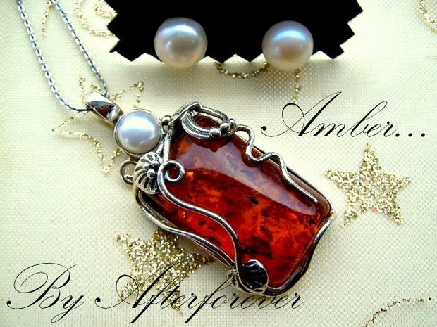 925 STERLING SILVER &#039;&#039;AMBER&#039;&#039;-SET!- rezervat momentan!