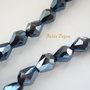 Lacrima fatetata din sticla imitatie hematit 7x6 mm
