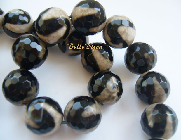 Agate alb-negre fatetate 10 mm