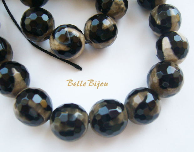 Agate alb-negre fatetate 10 mm