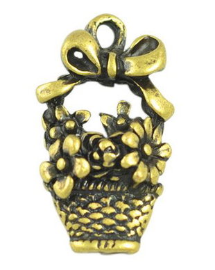 Charm cosulet cu flori, 20x10mm