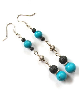 Cercei howlite albastru si lava 692