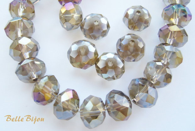 Cristale sticla 10x8 mm gri cu efect AB