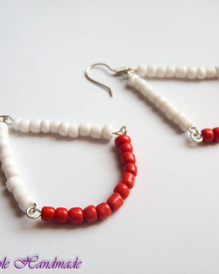 Cercei  martisor "Rosu si alb"