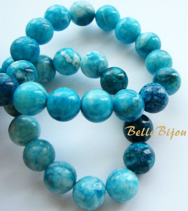 Agate blue-turcoaz crazy lace aprox 9 mm