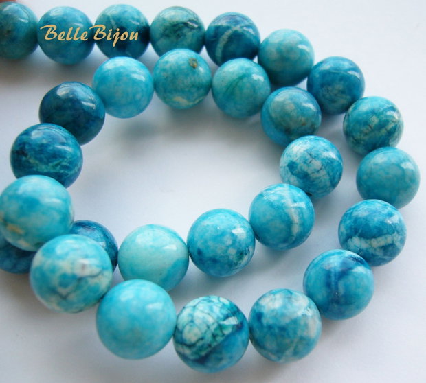 Agate blue-turcoaz crazy lace aprox 10.5 mm