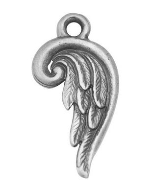 Charm aripa de inger, argintiu antichizat