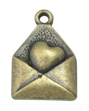 Charm plic cu inimioara, bronz antichizat