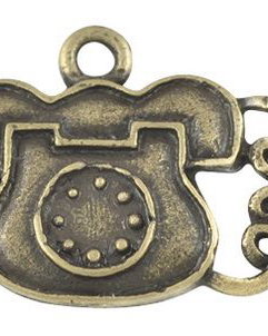 Charm telefon cu fir, bronz antichizat