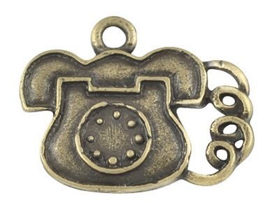 Charm telefon cu fir, bronz antichizat