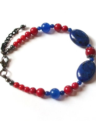 Bratara lapis lazuli si coral 767