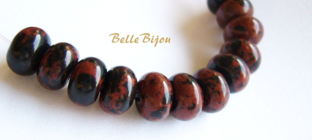 Rondele din obsidian red mahogany 8x5 mm