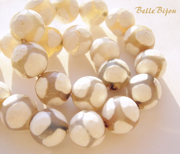 Agate fatetate patate alb-gri-bej 10-10.5 mm