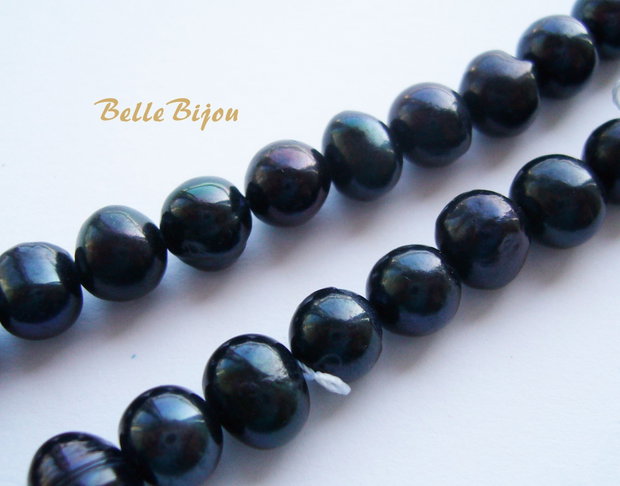 Perle de cultura vopsite negru 7-7.5x8 mm