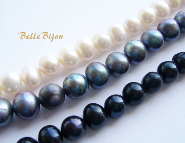 Perle de cultura vopsite negru 7-7.5x8 mm