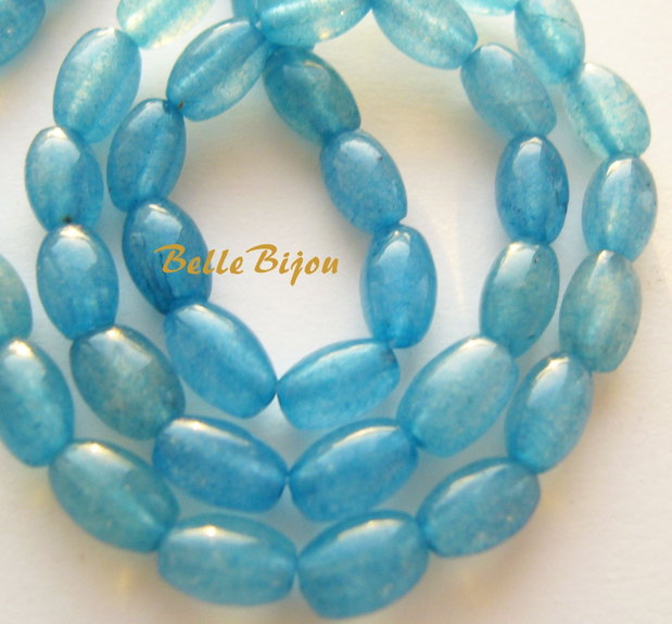 Agate bleu bob de orez 6-7x4.5 mm