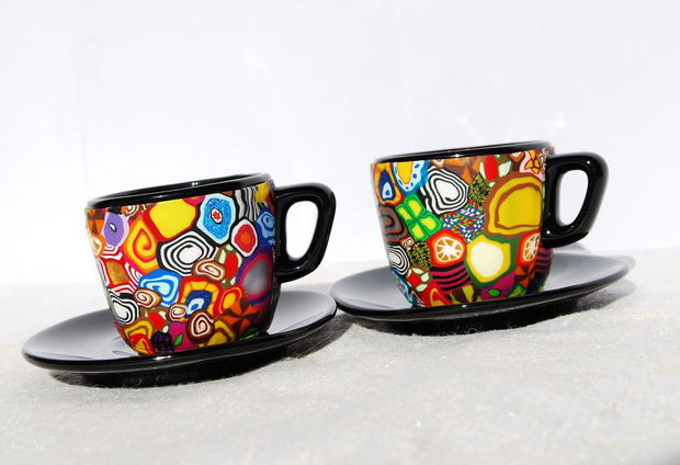 Set doua Cesti cu Farfurioare " Psy coffee " - Disponibil la comanda