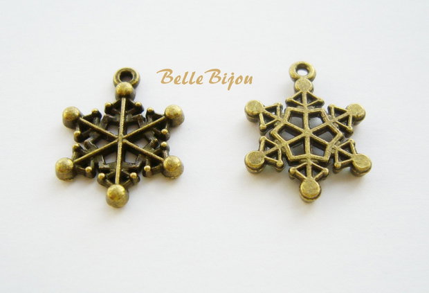 Fulg de nea finisaj bronz 15x17 mm (20 mm cu agatatoarea)