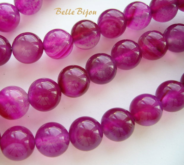 Agate vopsite fucsia aprox 10 mm