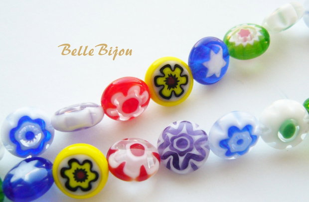 Margele sticla millefiori banuti aprox 8x4 mm