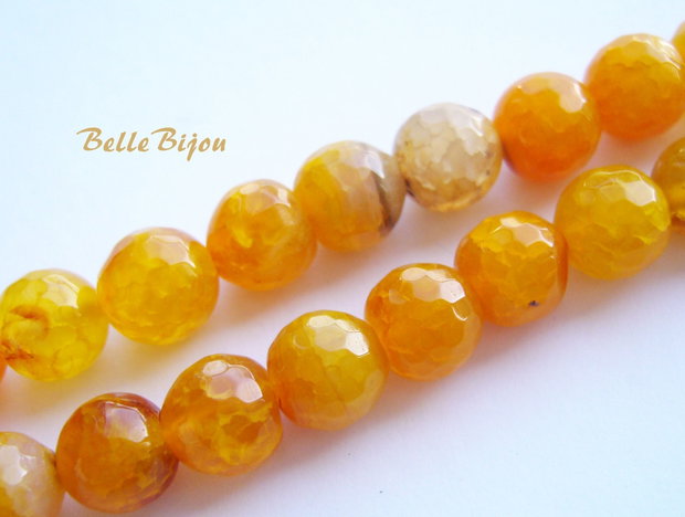 Agate fatetate galbene-portocalii 8 mm
